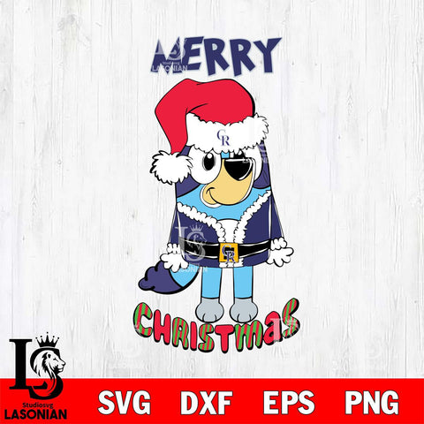 Colorado Rockies Bluey Merry Christmas Bluey Santa Claus Svg Eps Dxf Png File, Digital Download