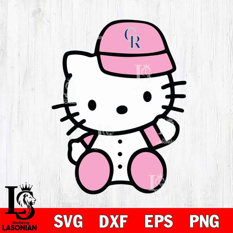 Colorado Rockies Hello Kitty Pink Baseball 5 Svg Eps Dxf Png File, MLB svg, Digital Download, Instant Download