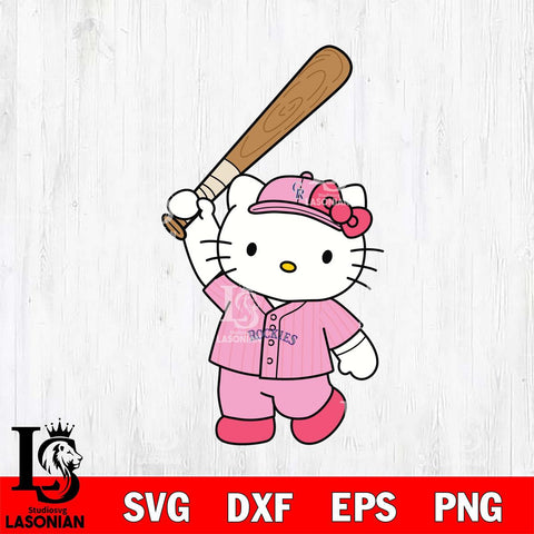 Colorado Rockies Hello Kitty Pink Baseball Player SVG DXF EPS PNG FILE, MLB File Cut,Hello Kitty Digital Download,Instant Download, Silhouette
