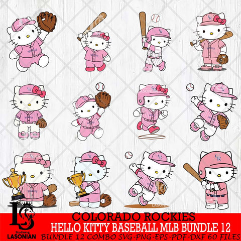 Colorado Rockies Hello Kitty Player Baseball MLB Bundle 12 SVG DXF EPS PNG FILE, MLB Bundle File Cut,Hello Kitty Digital Download,Instant Download, Silhouette