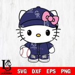 Colorado Rockies Hello Kitty hold the baseball Svg Eps Dxf Png File,MLB File Cut,Digital Download,Instant Download,Svg Files