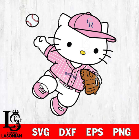 Colorado Rockies Hello Kitty throw baseball SVG DXF EPS PNG FILE, MLB File Cut,Hello Kitty Digital Download,Instant Download, Silhouette
