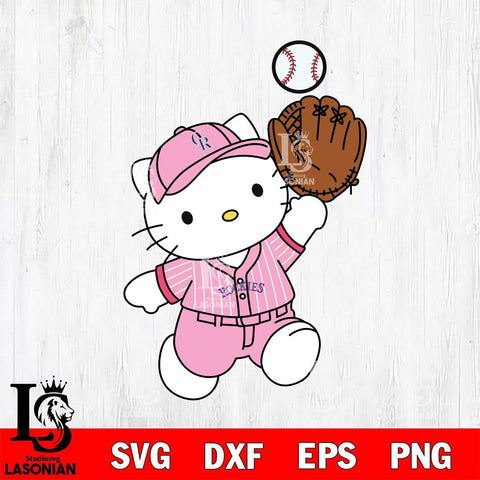 Colorado Rockies Hello kitty pink catch the baseball SVG DXF EPS PNG FILE, MLB File Cut,Hello Kitty Digital Download,Instant Download, Silhouette