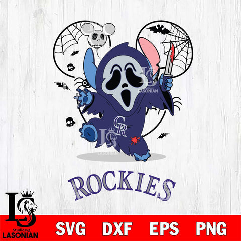 Colorado Rockies Stitch Ghost Face Halloween 2 Svg Eps Dxf Png File, Digital Download, Instant Download