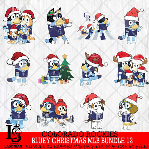 Colorado Rockies  Bluey Christmas MLB Bundle 12 Svg Eps Dxf Png File, Digital Download, Instant Download