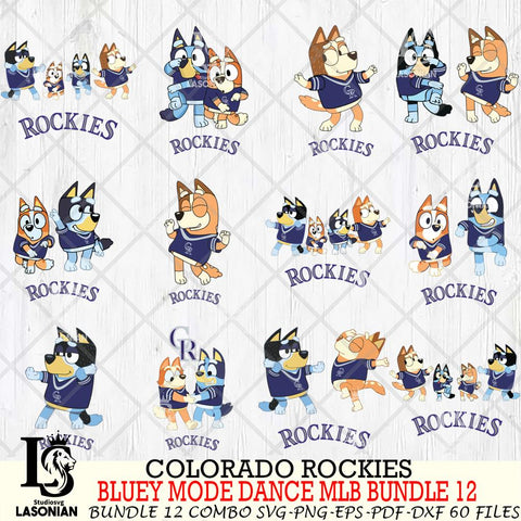 Colorado Rockies  Bluey Dance MLB Bundle 12 SVG Eps Dxf Png File, Digital Download, Instant Download