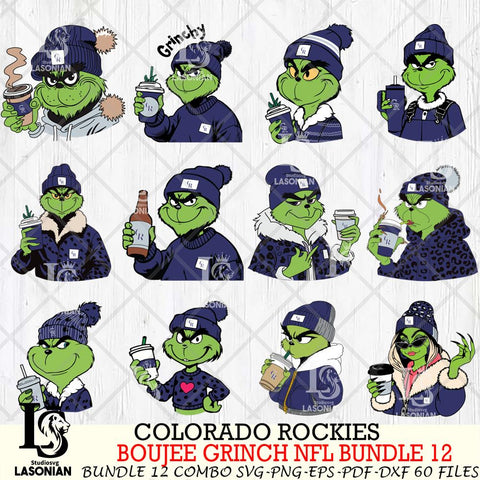 Colorado Rockies  Boujee Grinch MLB Bundle 12 SVG Eps Dxf Png File, Digital Download, Instant Download