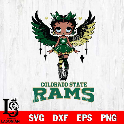 Colorado State Rams Anglel Black Fan Girl Betty Boop, Svg Eps Dxf Png File, Digital Download