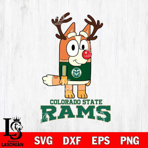 Colorado State Rams Bluey Chilli Christmas Deer Svg Eps Dxf Png File, Digital Download