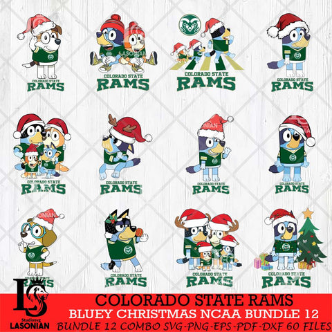 Colorado State Rams Bluey Christmas NCAA Bundle 12 Cricut File Cut Files , Bluey Cricut , Christmas Svg , Bluey svg , Digital Download, dxf eps png pdf file