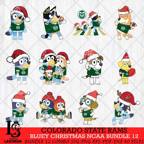 Colorado State Rams Bluey Christmas NCAA Bundle 12 SVG Eps Dxf Png File, Digital Download, Instant Download