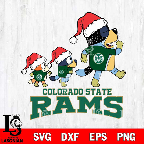 Colorado State Rams Bluey Family Christmas Svg Eps Dxf Png File, Digital Download