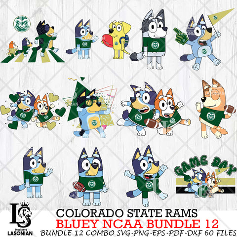 Colorado State Rams Bluey NCAA Bundle 12 Svg Eps Dxf Png File, Digital Download, Instant Download
