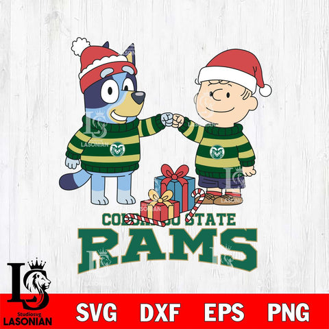 Colorado State Rams Bluey With Charlie Brown Christmas File Cut, NCAA SVG DXF EPS PNG FILE, Digital Download,Instant Download, Silhouette