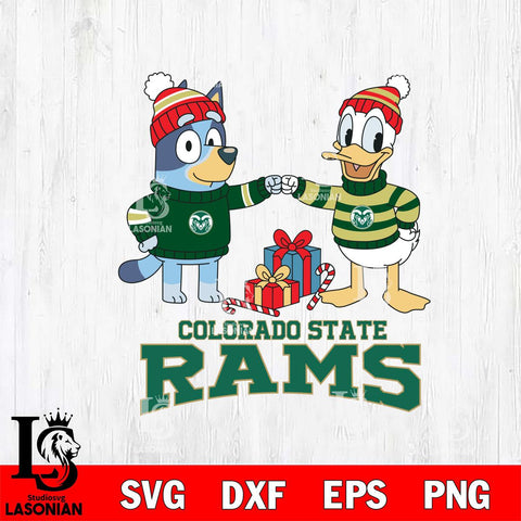 Colorado State Rams Bluey With Donald Duck Christmas File Cut, NCAA SVG DXF EPS PNG FILE, Digital Download,Instant Download, Silhouette
