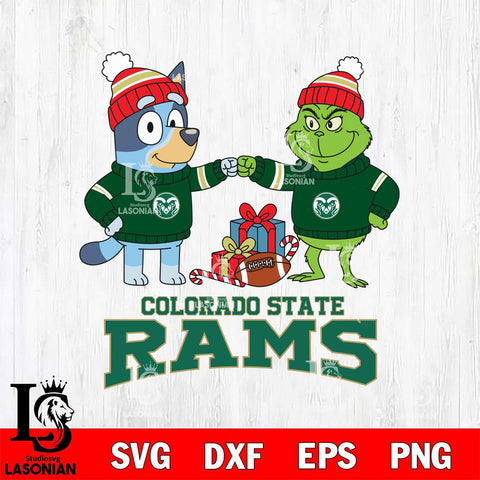 Colorado State Rams Bluey With Grinch Christmas File Cut, NCAA SVG DXF EPS PNG FILE, Digital Download,Instant Download, Silhouette