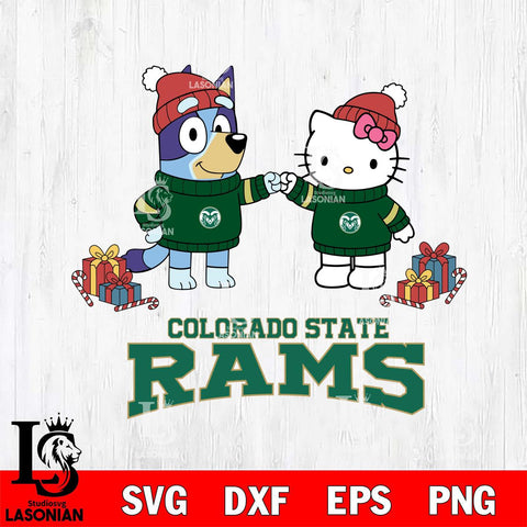 Colorado State Rams Bluey With Hello kitty Christmas File Cut, NCAA SVG DXF EPS PNG FILE, Digital Download,Instant Download, Silhouette