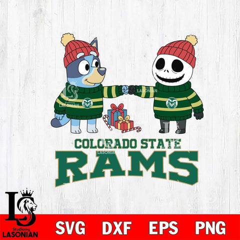 Colorado State Rams Bluey With Jack Skellington Christmas File Cut, NCAA SVG DXF EPS PNG FILE, Digital Download,Instant Download, Silhouette