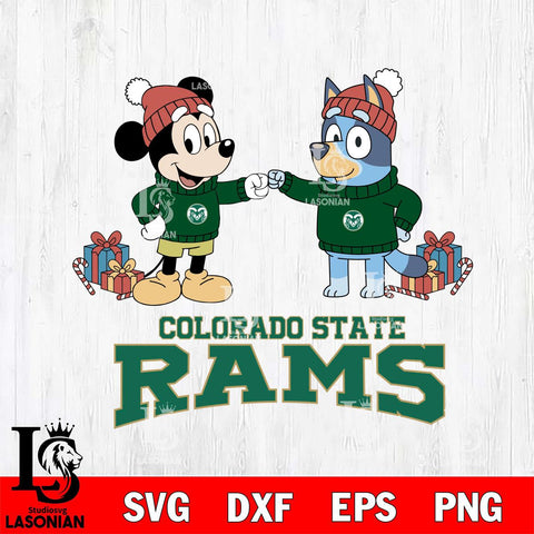 Colorado State Rams Bluey With Mickey Christmas File Cut, NCAA SVG DXF EPS PNG FILE, Digital Download,Instant Download, Silhouette