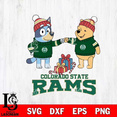 Colorado State Rams Bluey With Winnie The Pooh Christmas File Cut, NCAA SVG DXF EPS PNG FILE, Digital Download,Instant Download, Silhouette