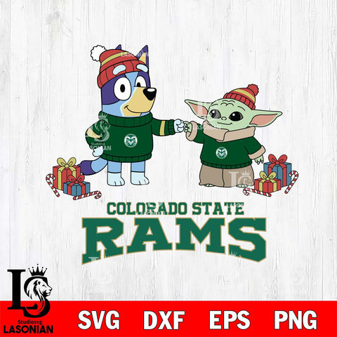 Colorado State Rams Bluey With Yoda Christmas File Cut, NCAA SVG DXF EPS PNG FILE, Digital Download,Instant Download, Silhouette