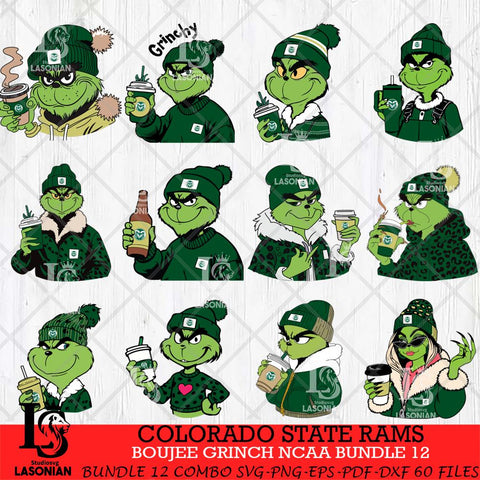 Colorado State Rams Boujee Grinch NCAA Bundle 12 SVG Eps Dxf Png File, Digital Download, Instant Download