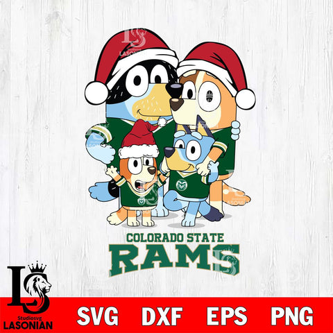 Colorado State Rams Christmas Bluey Family Sport Cut Files,Bluey Cricut,Christmas Svg , Bluey svg , Digital Download, dxf eps png pdf file