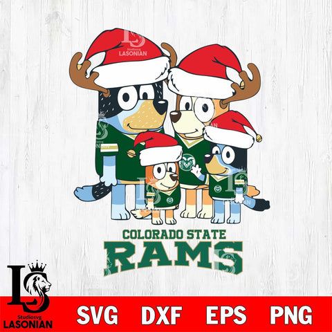 Colorado State Rams Christmas Bluey Santa Family Cut Files,Bluey Cricut,Christmas Svg , Bluey svg , Digital Download, dxf eps png pdf file