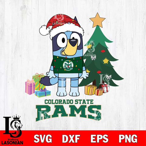 Colorado State Rams Christmas Bluey Tree Sport Cut Files,Bluey Cricut,Christmas Svg , Bluey svg , Digital Download, dxf eps png pdf file