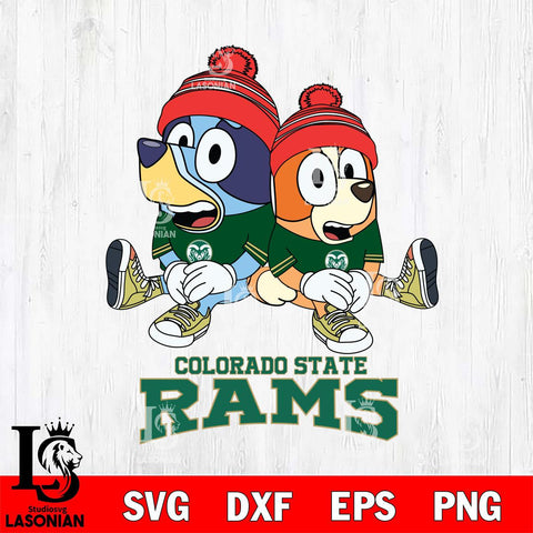 Colorado State Rams Christmas Bluey & Bingo Sit Cut Files,Bluey Cricut,Christmas Svg , Bluey svg , Digital Download, dxf eps png pdf file