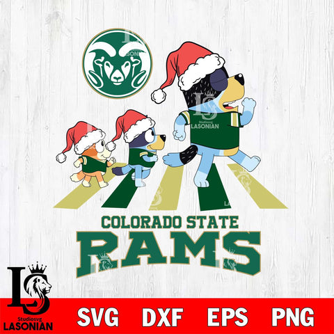 Colorado State Rams Christmas Family Bluey Walking Cut Files,Bluey Cricut,Christmas Svg , Bluey svg , Digital Download, dxf eps png pdf file