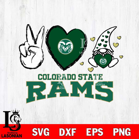 Colorado State Rams Gnomes Peace & Love Svg Eps Dxf Png File, Digital Download, Instant Download
