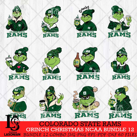 Colorado State Rams Grinch Christmas NCAA Bundle 12 Svg Eps Dxf Png File,Cricut files, Digital Download, Instant Download