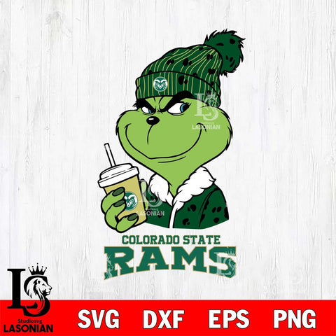Colorado State Rams Grinch Cofffe Christmas Cut Files Cricut, Svg Dxf Eps Png file, Digital download , Silhouette