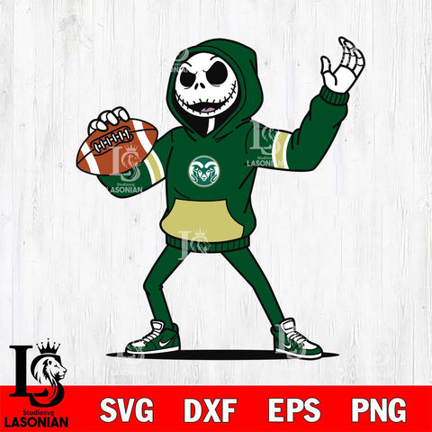 Colorado State Rams Jack Skellington Football Christmas File Cut, NCAA SVG DXF EPS PNG FILE, Digital Download , Criucut , Silhouette