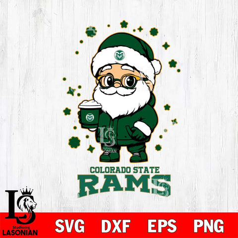 Colorado State Rams Santa Claus Coffe Svg dxf eps png pdf file,NCAA svg,Digital Download,Cricut file