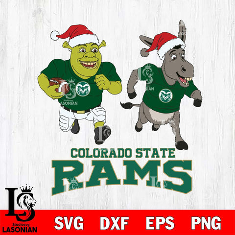 Colorado State Rams Shrek and Donkey Football Cricut,Christmas SVG DXF EPS PNG FILE, NCAA Digital Download,Instant Download, Silhouette