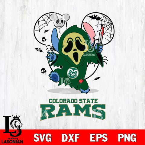 Colorado State Rams Stitch Ghost Face Halloween 2 Svg Eps Dxf Png File, Digital Download, Instant Download
