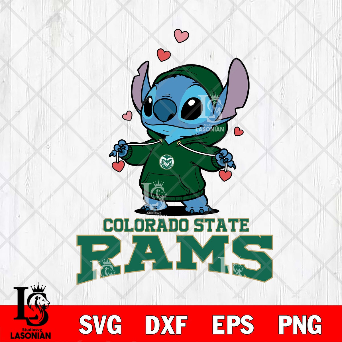 Colorado State Rams Stitch Valentine Heart Strings File cut , Football ...