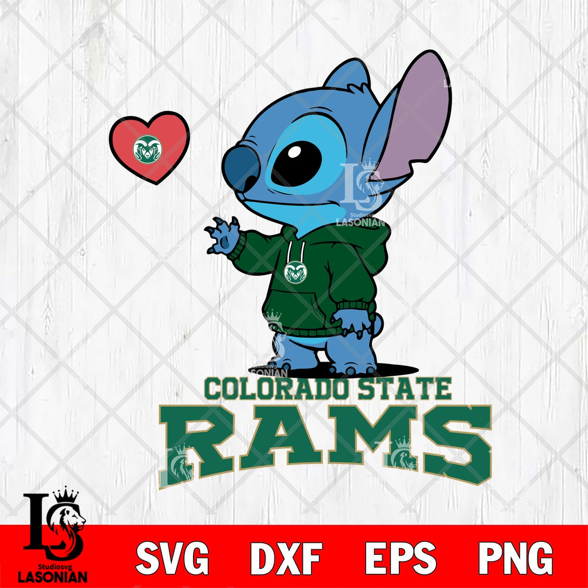 Colorado State Rams Stitch valentine heart File cut , Football Criucut ...