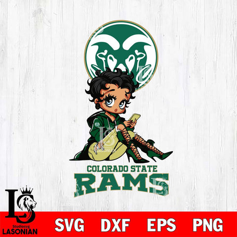 Colorado State Rams Style Black Fan Girl Betty Boop, Svg Eps Dxf Png File, Digital Download