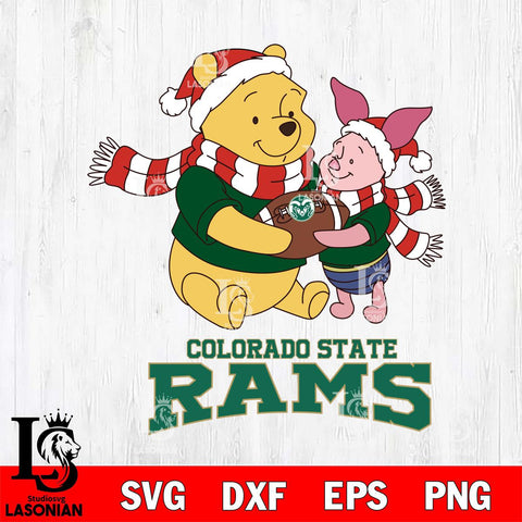 Colorado State Rams Winnie the Pooh & Piglet Football Cricut,Christmas SVG DXF EPS PNG FILE, NCAA Digital Download,Instant Download, Silhouette