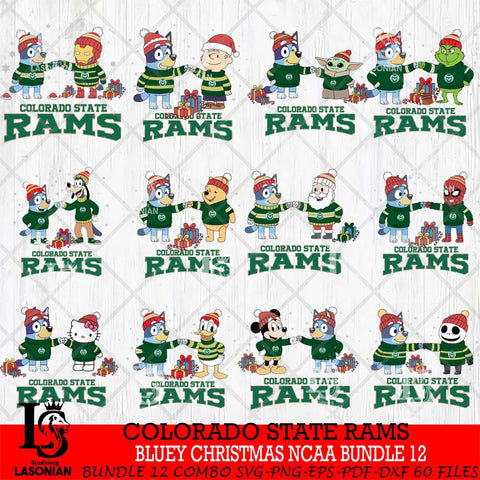 Colorado State Rams  Bluey friends christmas NCAA Bundle File Cut,Bundle NCAA SVG DXF EPS PNG FILE, Digital Download,Instant Download, Silhouette