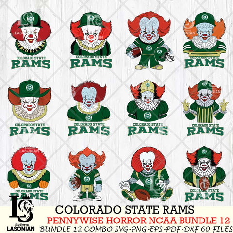 Colorado State Rams  Pennywise Horror NCAA Bundle 12 SVG Svg Eps Dxf Png File, Digital Download