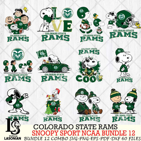 Colorado State Rams  Snoopy NCAA Bundle 12 SVG Svg Eps Dxf Png File, Digital Download