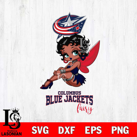 Columbus Blue Jackets Beauty Black Fairy Betty Boop, Svg Eps Dxf Png File, Digital Download