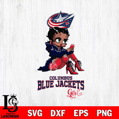 Columbus Blue Jackets Beauty Black Fan Girl Football, Svg Eps Dxf Png File, Digital Download