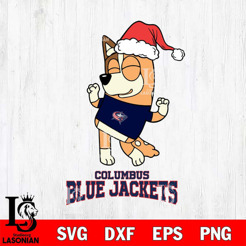 Columbus Blue Jackets Bluey Chilli Happy Christmas Svg Eps Dxf Png File, Digital Download