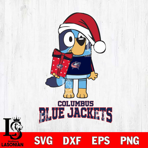 Columbus Blue Jackets Bluey Christmas Svg Eps Dxf Png File, Digital Download