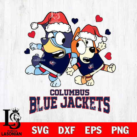 Columbus Blue Jackets Bluey Christmas NFL Svg Eps Dxf Png File, Digital Download